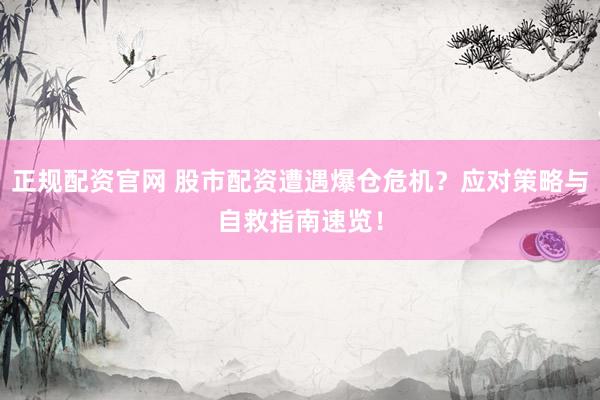 正规配资官网 股市配资遭遇爆仓危机？应对策略与自救指南速览！