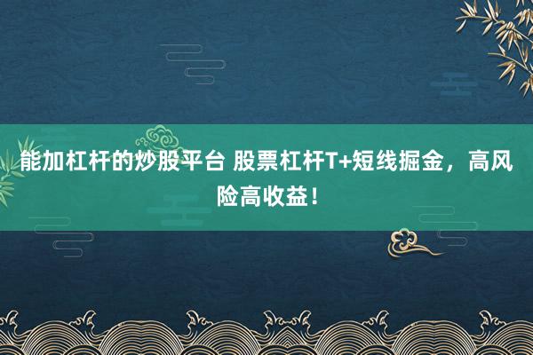 能加杠杆的炒股平台 股票杠杆T+短线掘金，高风险高收益！