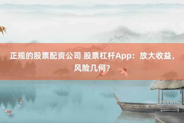 正规的股票配资公司 股票杠杆App：放大收益，风险几何？