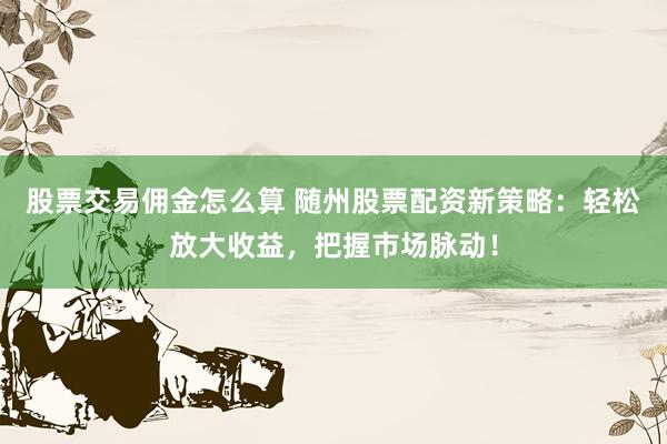 股票交易佣金怎么算 随州股票配资新策略：轻松放大收益，把握市场脉动！