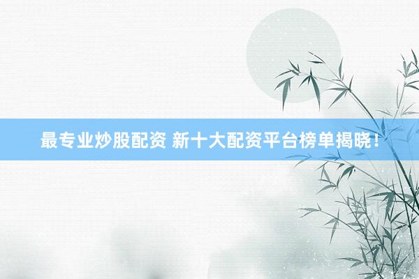 最专业炒股配资 新十大配资平台榜单揭晓！