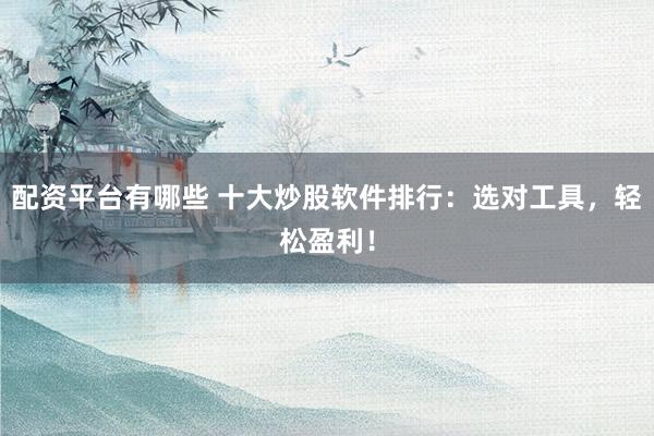 配资平台有哪些 十大炒股软件排行：选对工具，轻松盈利！