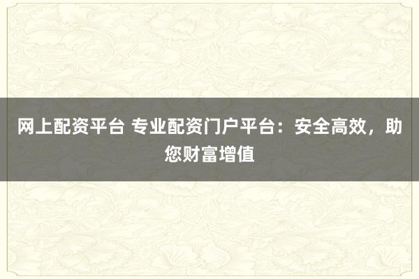 网上配资平台 专业配资门户平台：安全高效，助您财富增值