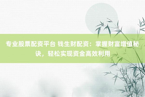 专业股票配资平台 钱生财配资：掌握财富增值秘诀，轻松实现资金高效利用