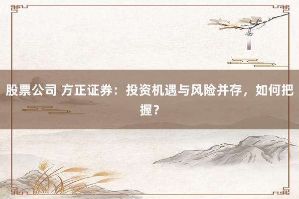 股票公司 方正证券：投资机遇与风险并存，如何把握？