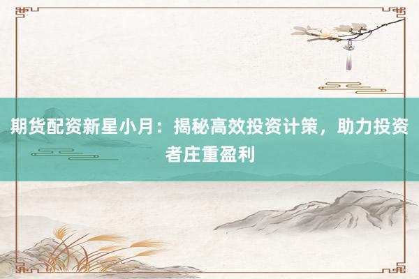 期货配资新星小月：揭秘高效投资计策，助力投资者庄重盈利