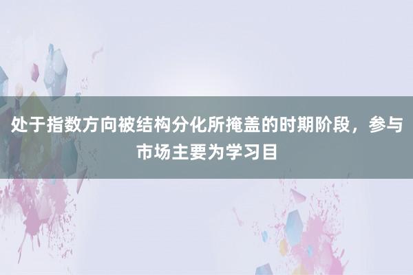 处于指数方向被结构分化所掩盖的时期阶段,参与市场主要为学习目
