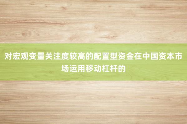 对宏观变量关注度较高的配置型资金在中国资本市场运用移动杠杆的