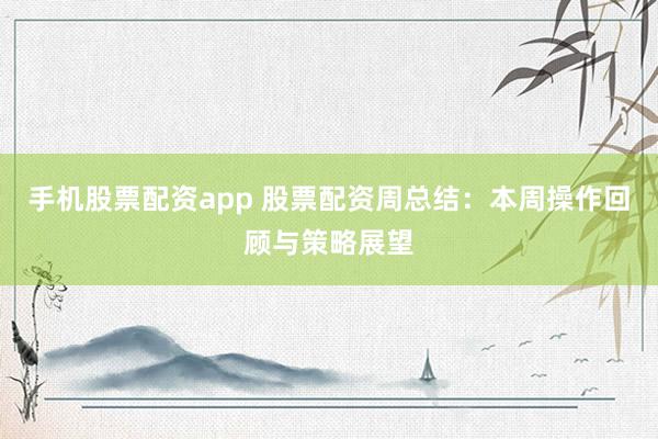 手机股票配资app 股票配资周总结：本周操作回顾与策略展望